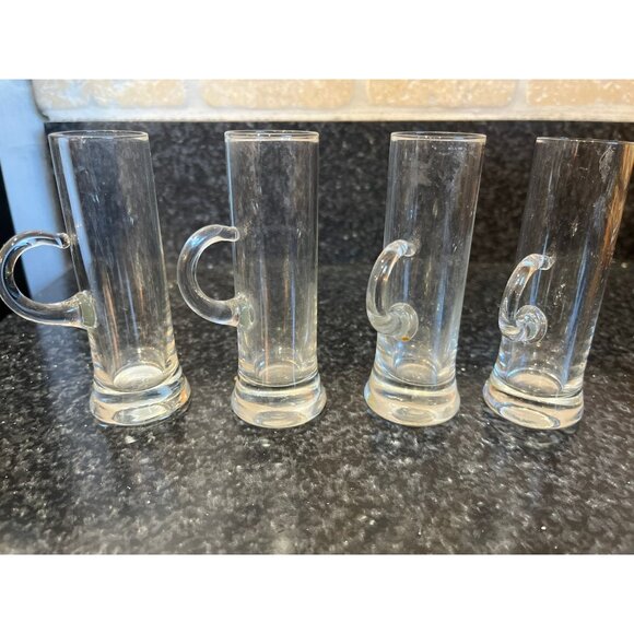 Vintage Set Of 4 Tall 3 3/4" Liqueur Glasses With Handles MCM Glasses - Picture 4 of 5